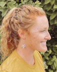 Elizabeth Gold Hexagon and Cork Earrings-Teal Leaves