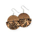 Everly Cork and Wood Handcrafted Round Earrings-Black Floral