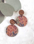Liyra Cork and Walnut Wood Circle Earrings-Braided Pastel