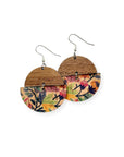 Everly Cork and Wood Handcrafted Round Earrings-Tropical Floral