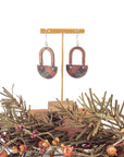 Stella Walnut Wood Arch and Buffalo Plaid Cork Earrings Creek + Elm