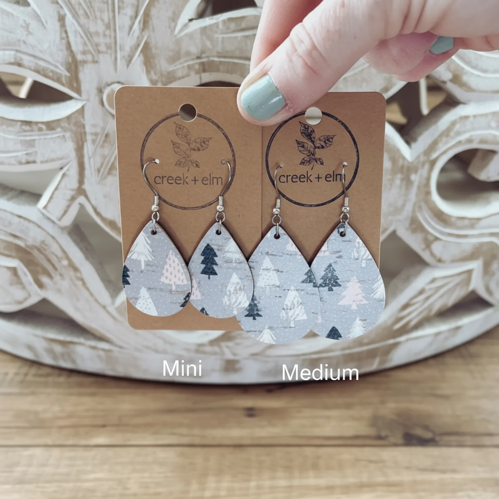 Teardrop Christmas Tree Cork Earrings Creek + Elm