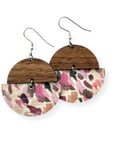 Everly Cork and Wood Handcrafted Round Earrings-Brushed Pastel