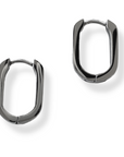 Huggie Hoop- Silver Oval Stainless Steel
