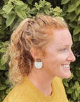 Charlie Walnut Wood and Cork Earrings-Teal Modern