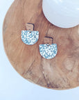 Charlie Walnut Wood and Cork Earrings-Blue Dots