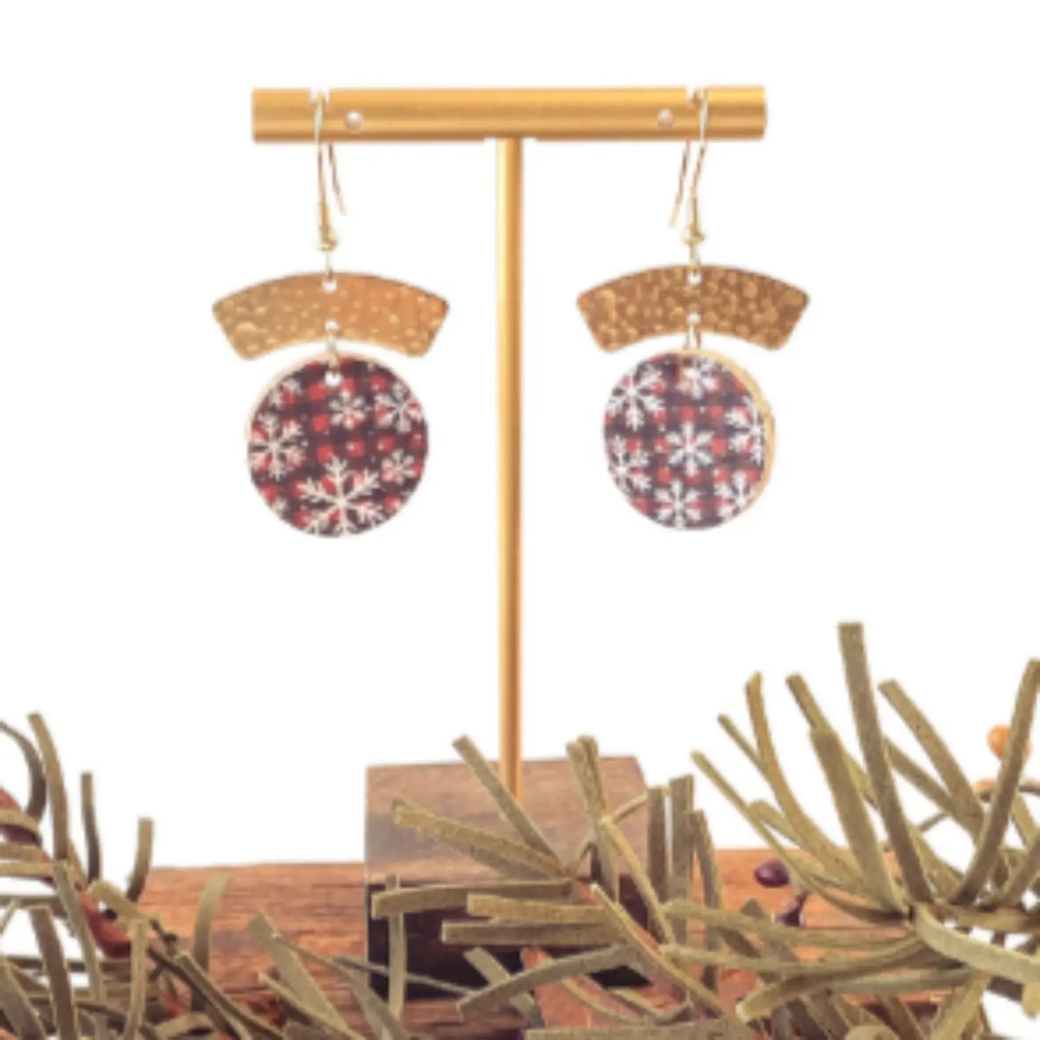 Esmé Snowflake Cork and Arch Accent Earrings Creek + Elm