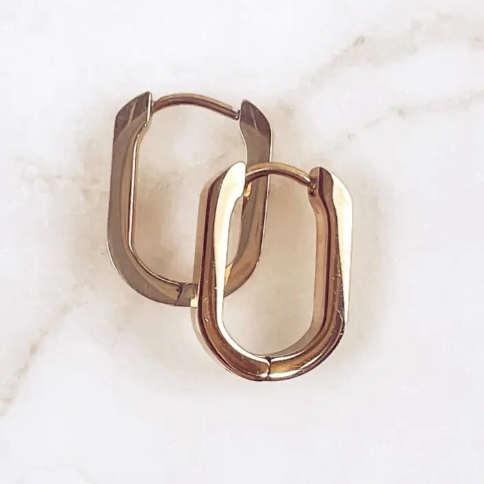 Huggie Hoop- Ion Plated Gold Oval Stainless Steel