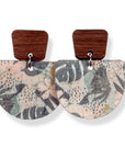 Charlie Walnut Wood and Cork Earrings- Monstera Leaves Creek + Elm