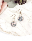 Elizabeth Gold or Silver Hexagon and Cork Earrings- Hibiscus