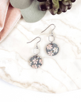 Elizabeth Gold or Silver Hexagon and Cork Earrings- Hibiscus