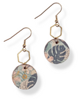 Elizabeth Gold or Silver Hexagon and Cork Earrings- Monstera Leaves