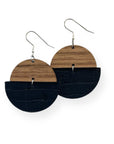 Everly Cork and Wood Handcrafted Round Earrings-Elegant Black