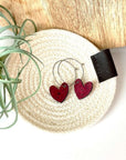 Juliet Heart Hoop Cork Earrings-Red