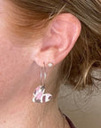 Juliet Heart Hoop Cork Earrings-White Lace