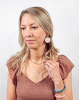 Liyra Cork and Walnut Wood Circle Earrings- Rainbow Pastel