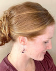 Juliet Heart Hoop Cork Earrings-White Lace